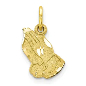 Solid 10k Yellow Gold Praying Hands Pendant