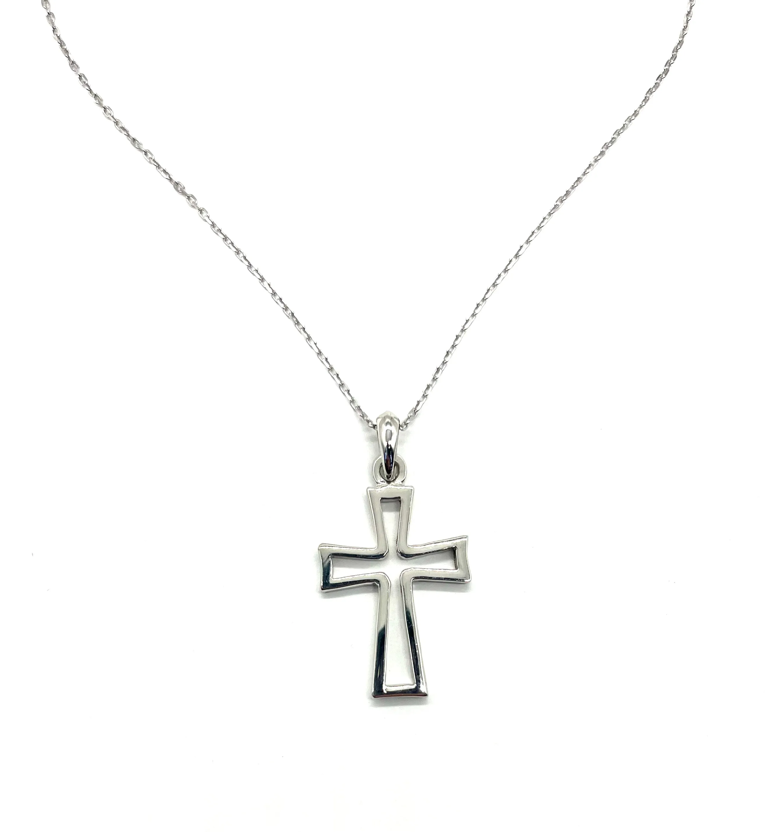 Sterling Silver Cutout Cross Necklace