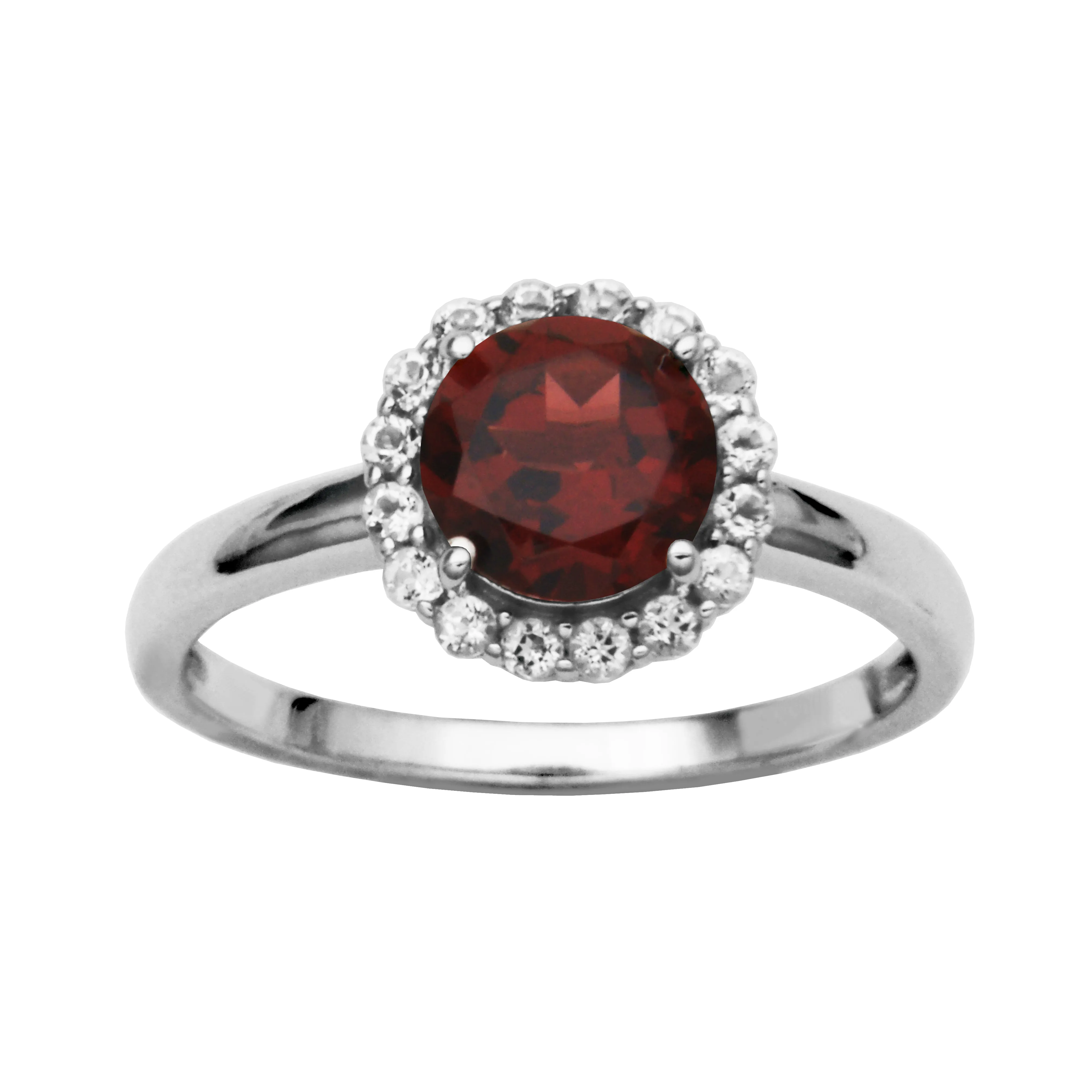 Sterling Silver Garnet and White Topaz Ring