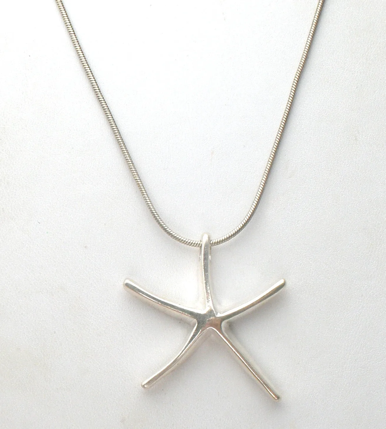 Sterling Silver Starfish Pendant Necklace 24"