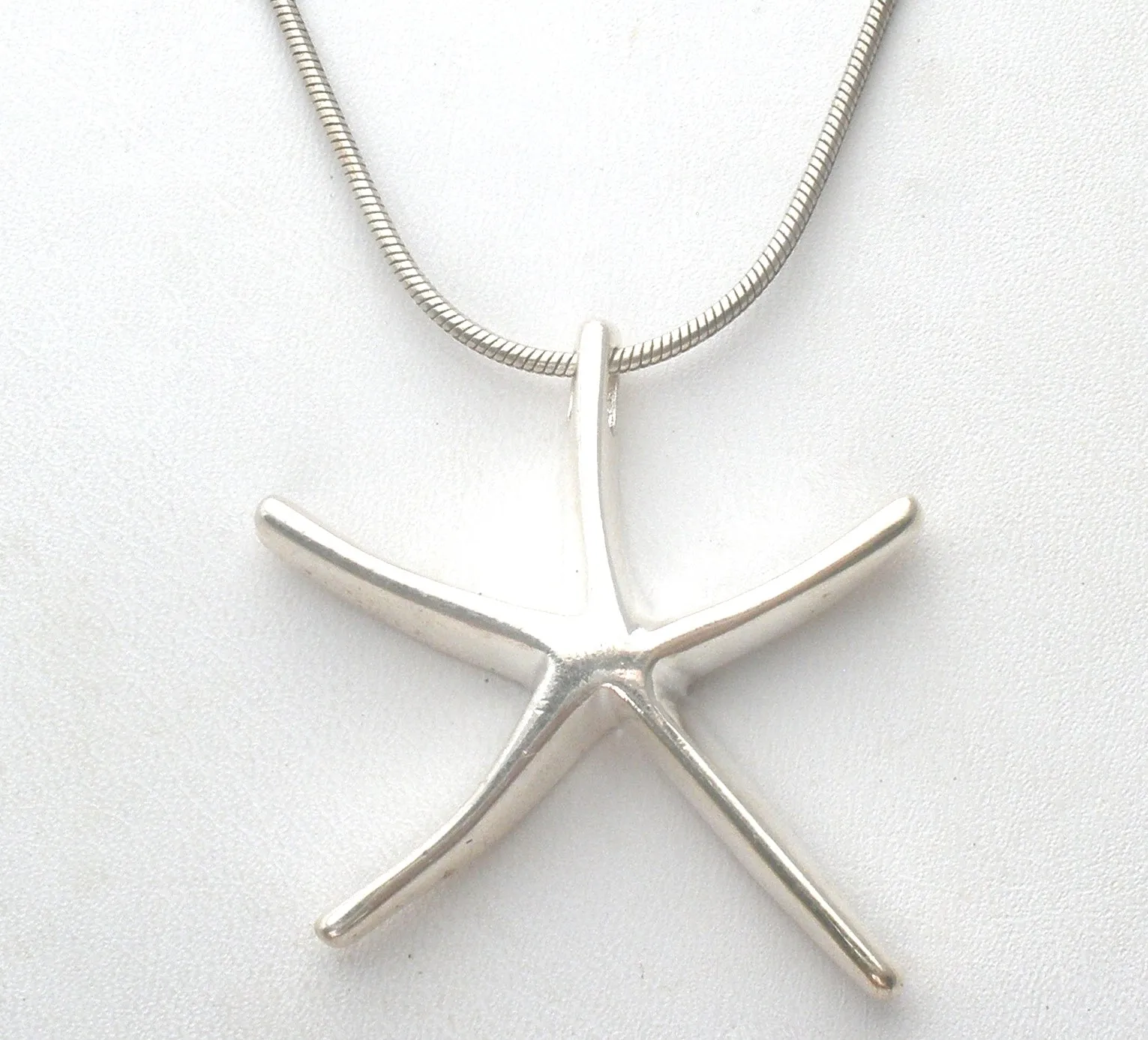 Sterling Silver Starfish Pendant Necklace 24"