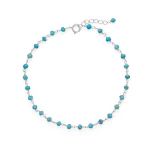 Sterling Silver Turquoise Bead Anklet