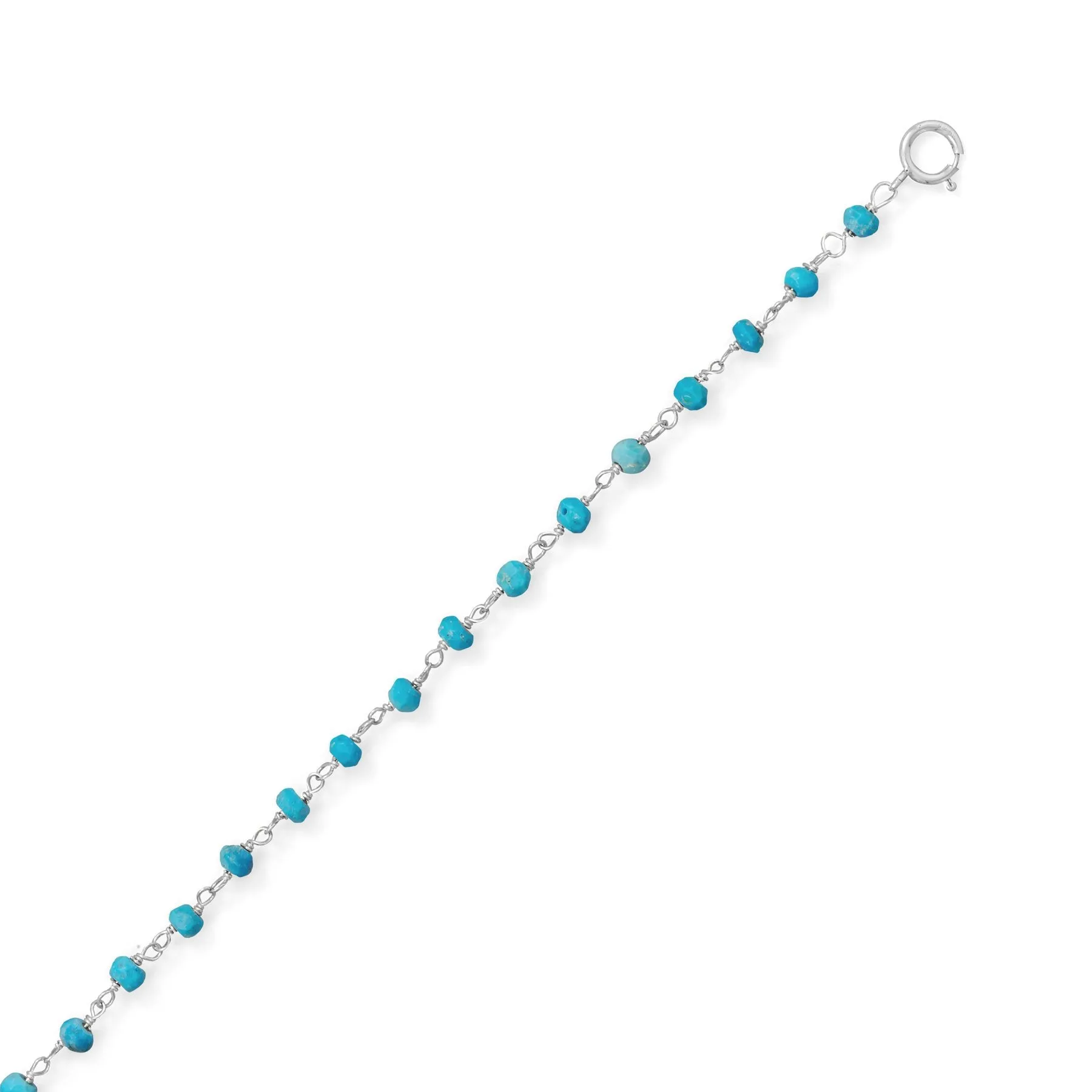 Sterling Silver Turquoise Bead Anklet