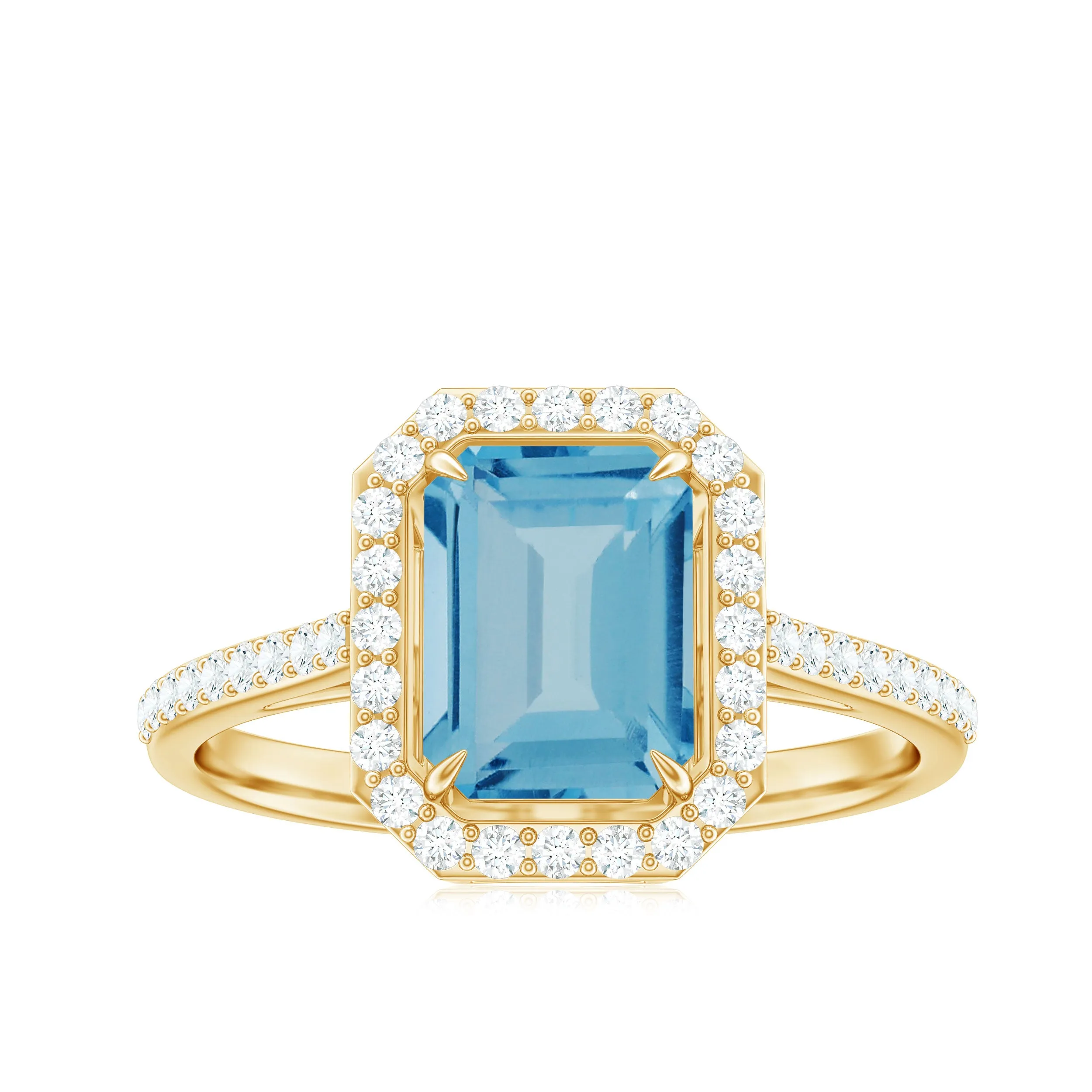 Swiss Blue Topaz Engagement Ring with Diamond Halo