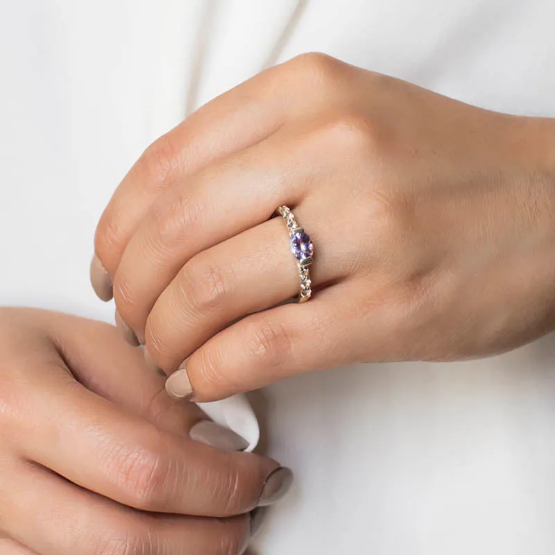 Tanzanite and White Topaz Ring