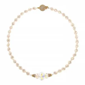 Twist Pearl Necklace with Iridescent Center