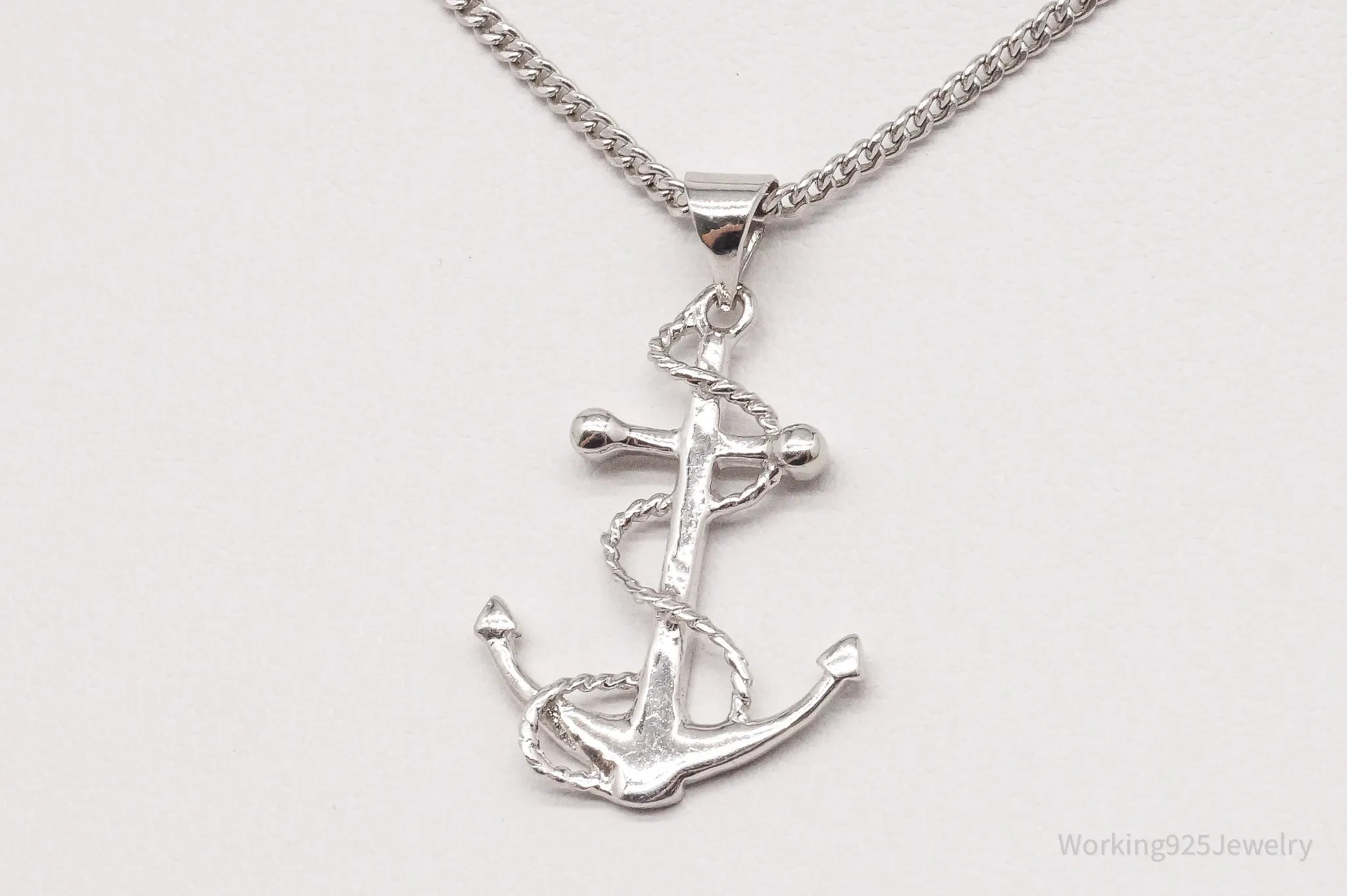 Vintage Anchor Sterling Silver Necklace 18"