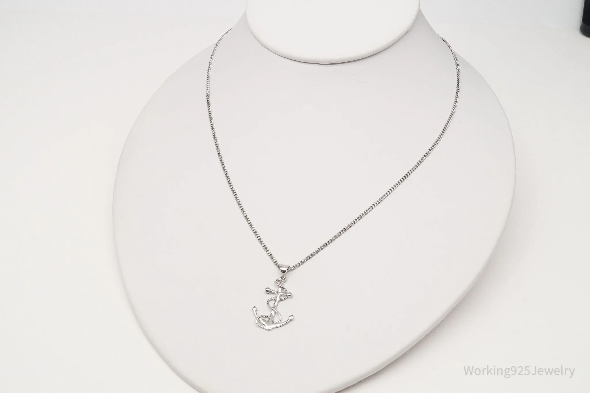 Vintage Anchor Sterling Silver Necklace 18"