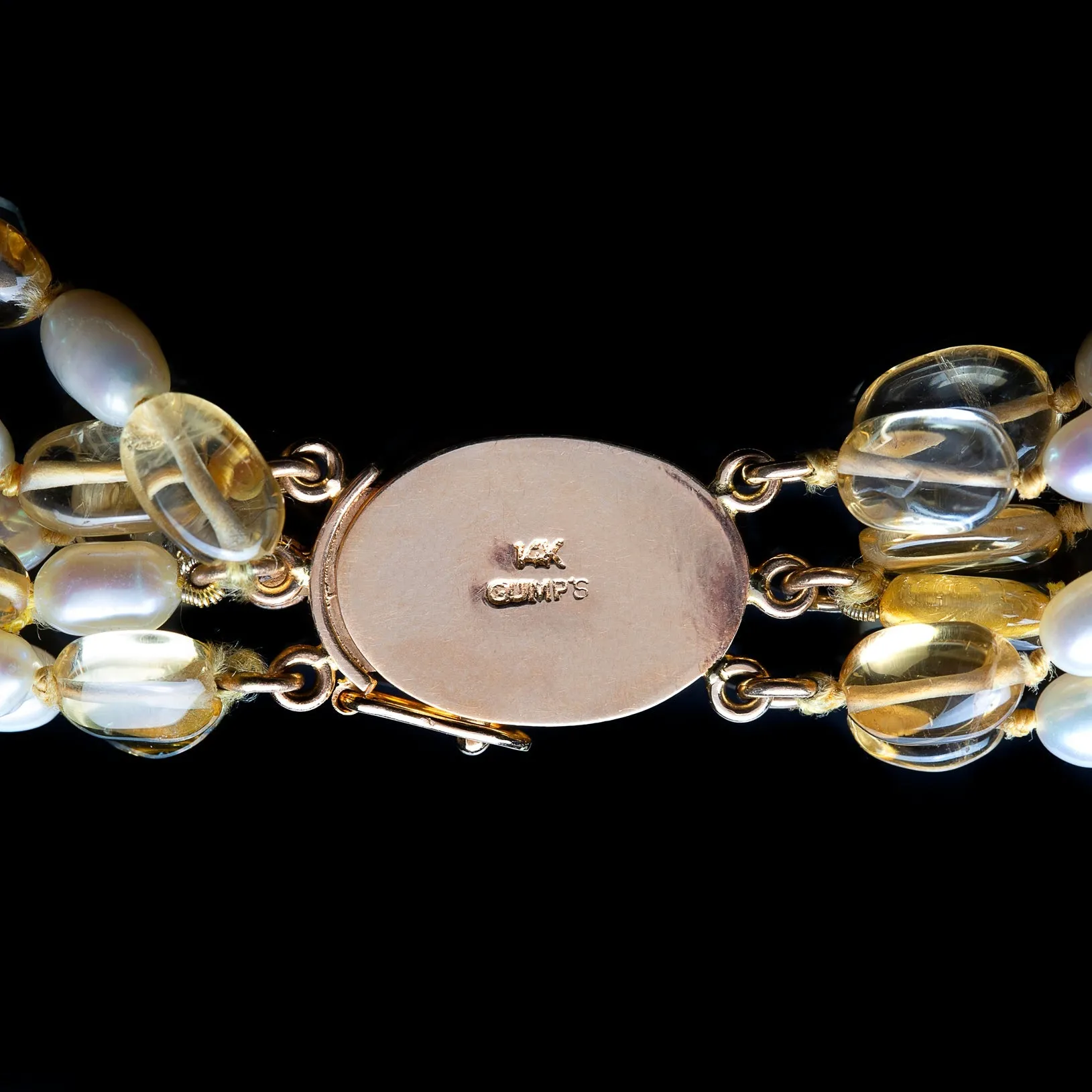 Vintage Gump's Pearl & Citrine Torsade Necklace