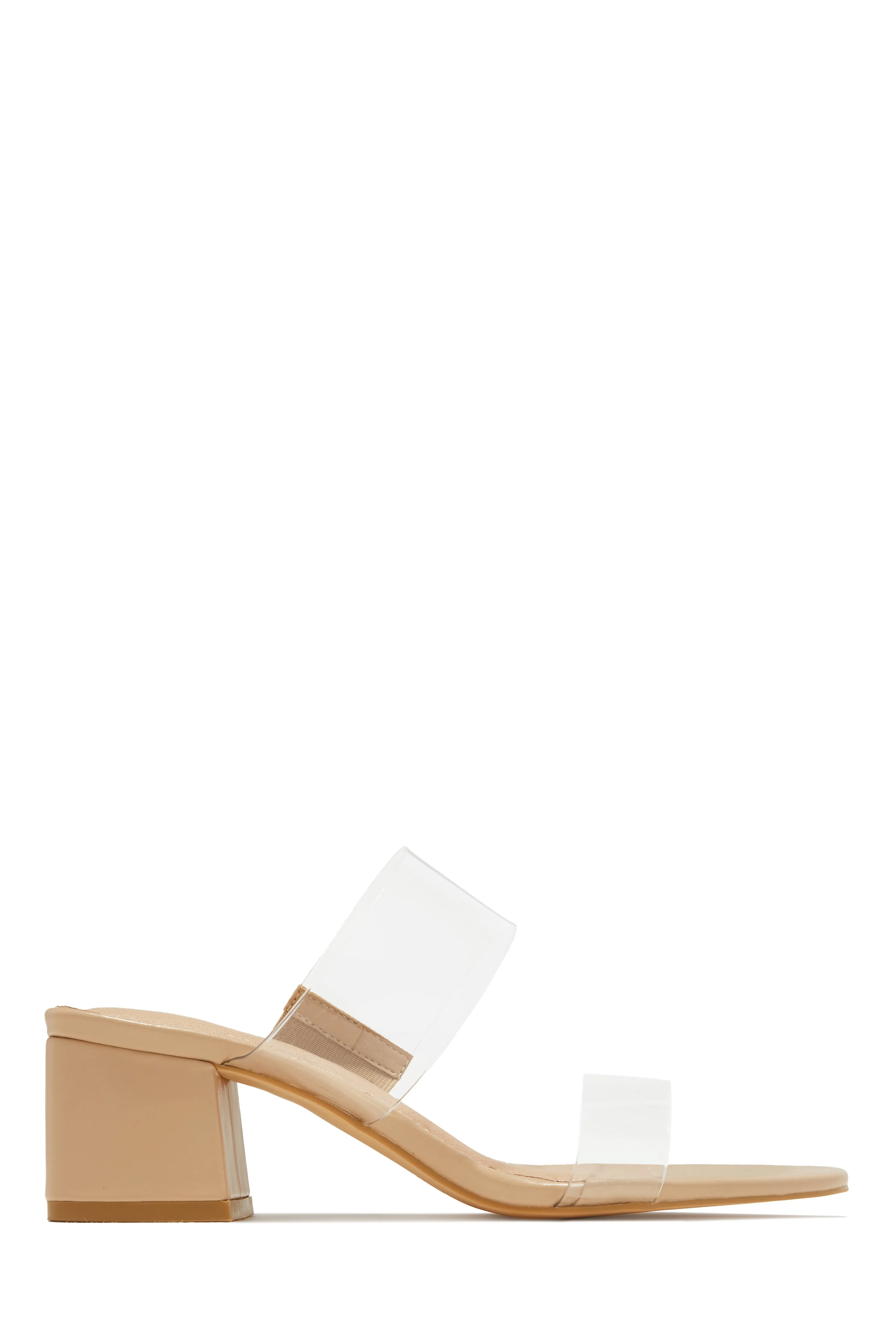 Yara Clear Strap Block Mid Heel Mules - Cork